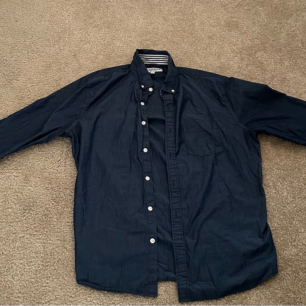 Men's Navy Button-Up Shirt
